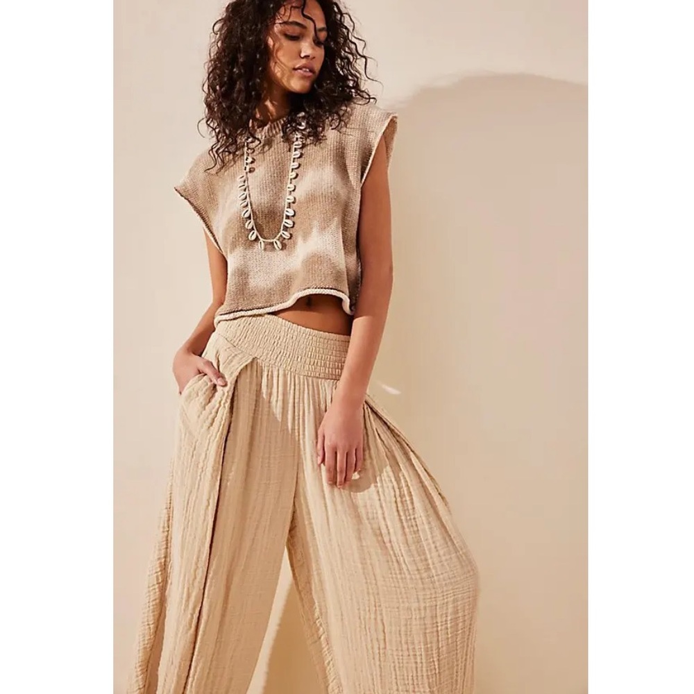 Free People Mikah Tapered Pants in Cream Brûlée Size XL NEW - Picture 2 of 13